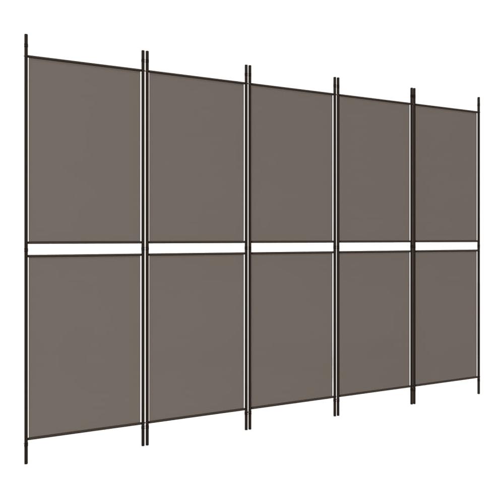 5-Panel Room Divider Anthracite 98.4"x78.7" Fabric. Picture 1