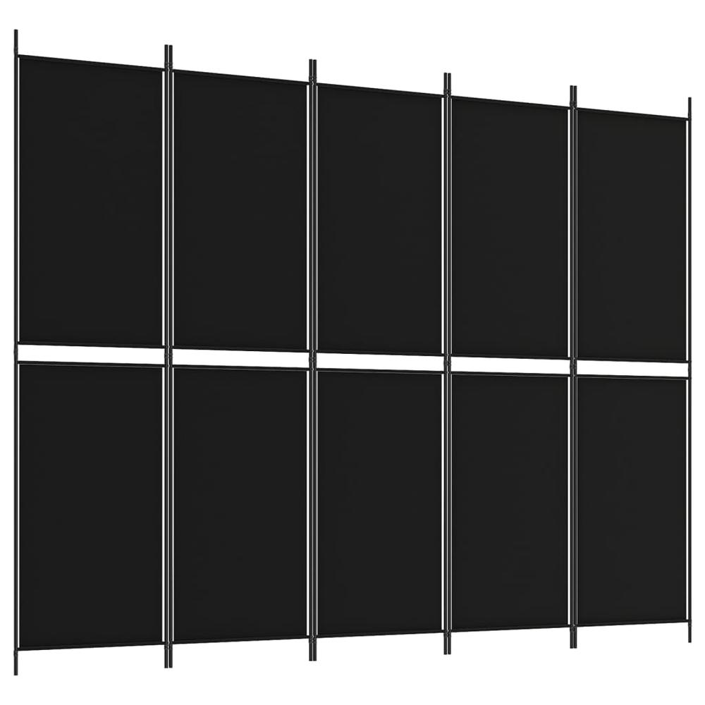 5-Panel Room Divider Black 98.4"x78.7" Fabric. Picture 1