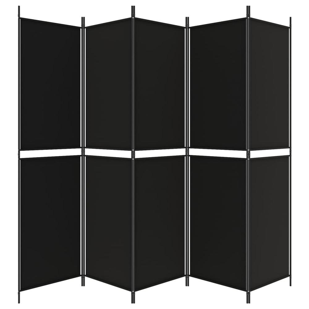5-Panel Room Divider Black 98.4"x78.7" Fabric. Picture 3
