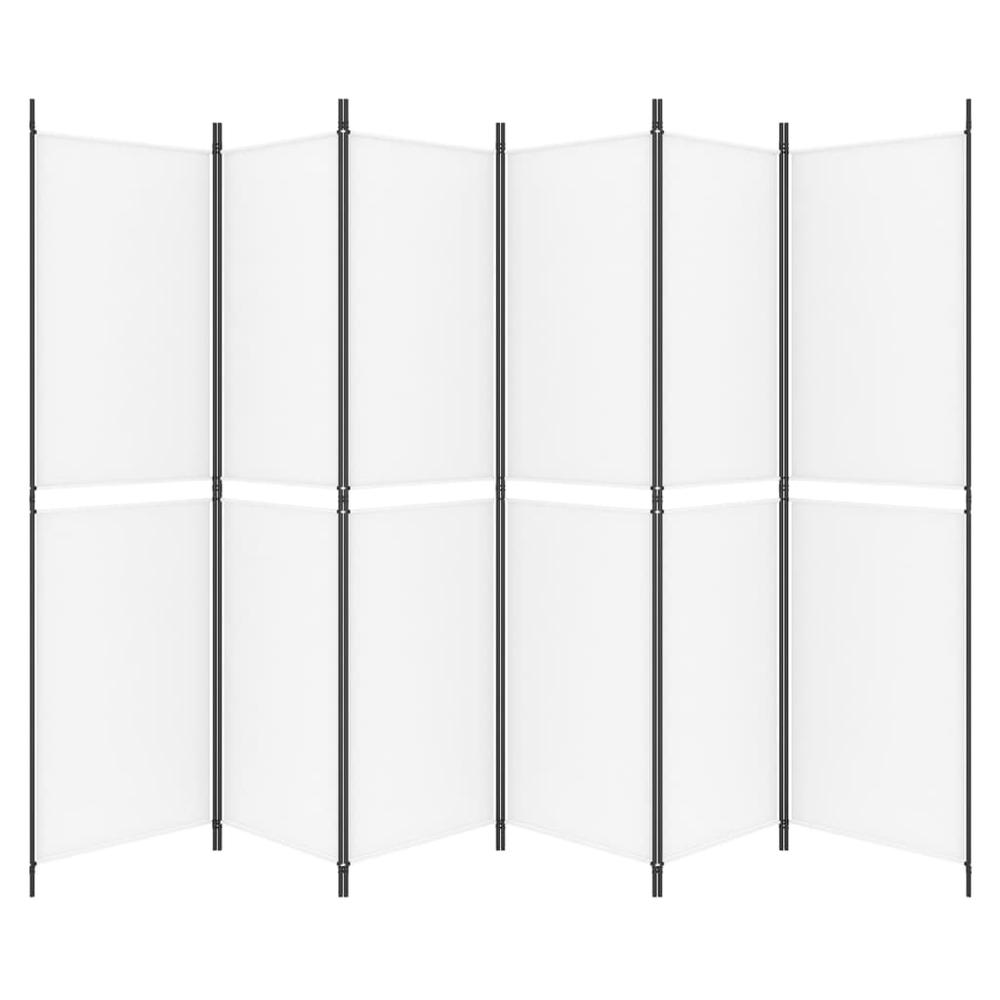 6-Panel Room Divider White 118.1"x78.7" Fabric. Picture 2