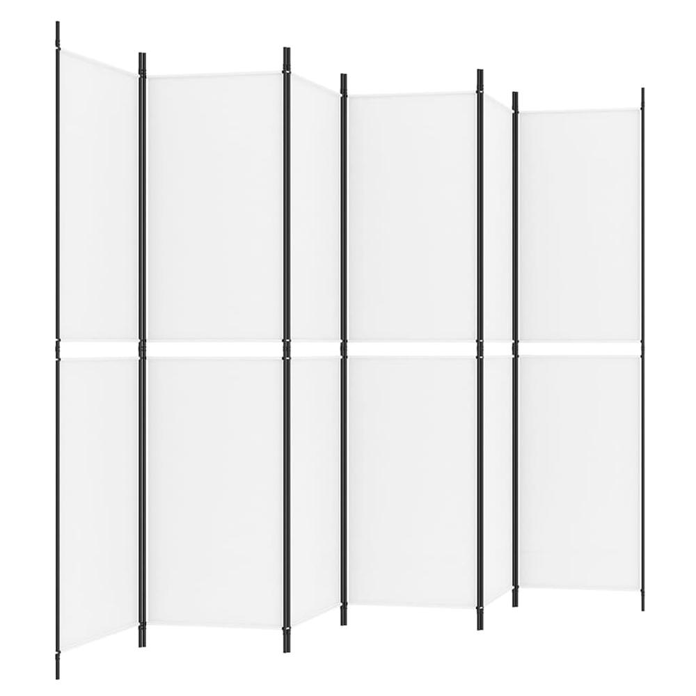 6-Panel Room Divider White 118.1"x78.7" Fabric. Picture 4