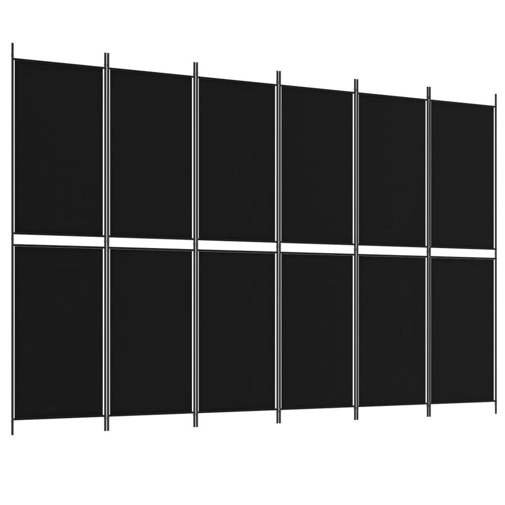 6-Panel Room Divider Black 118.1"x78.7" Fabric. Picture 1
