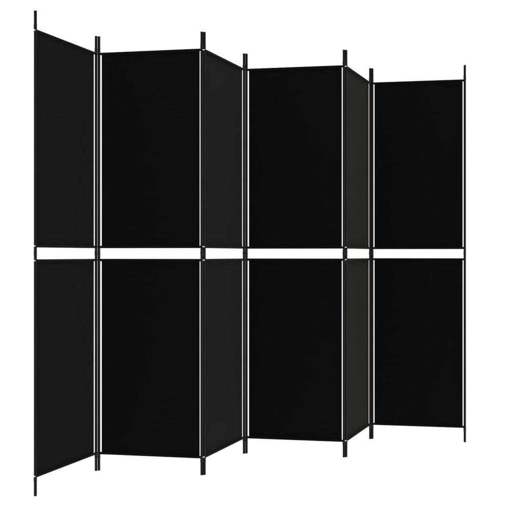 6-Panel Room Divider Black 118.1"x78.7" Fabric. Picture 3