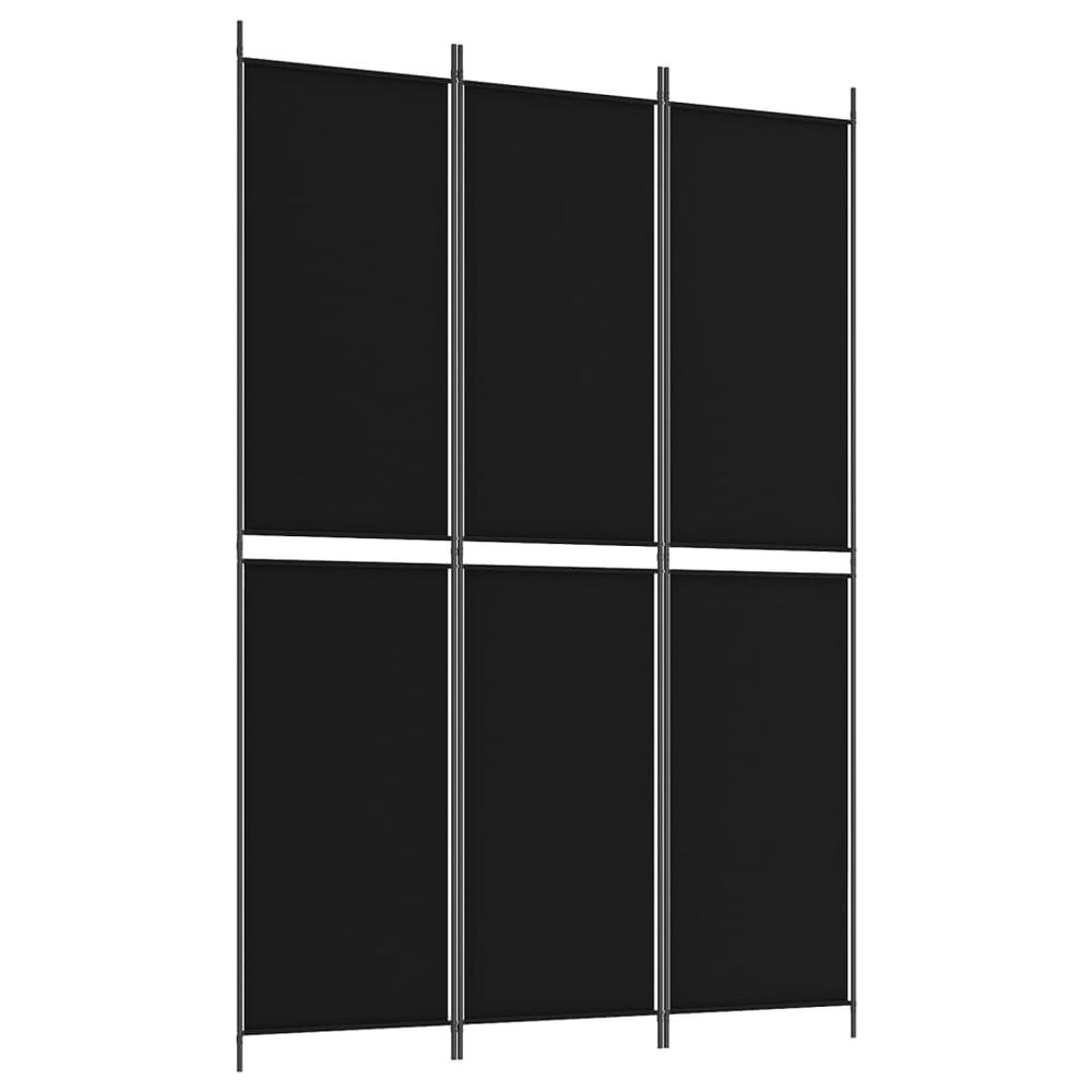 3-Panel Room Divider Black 59.1"x86.6" Fabric. Picture 1
