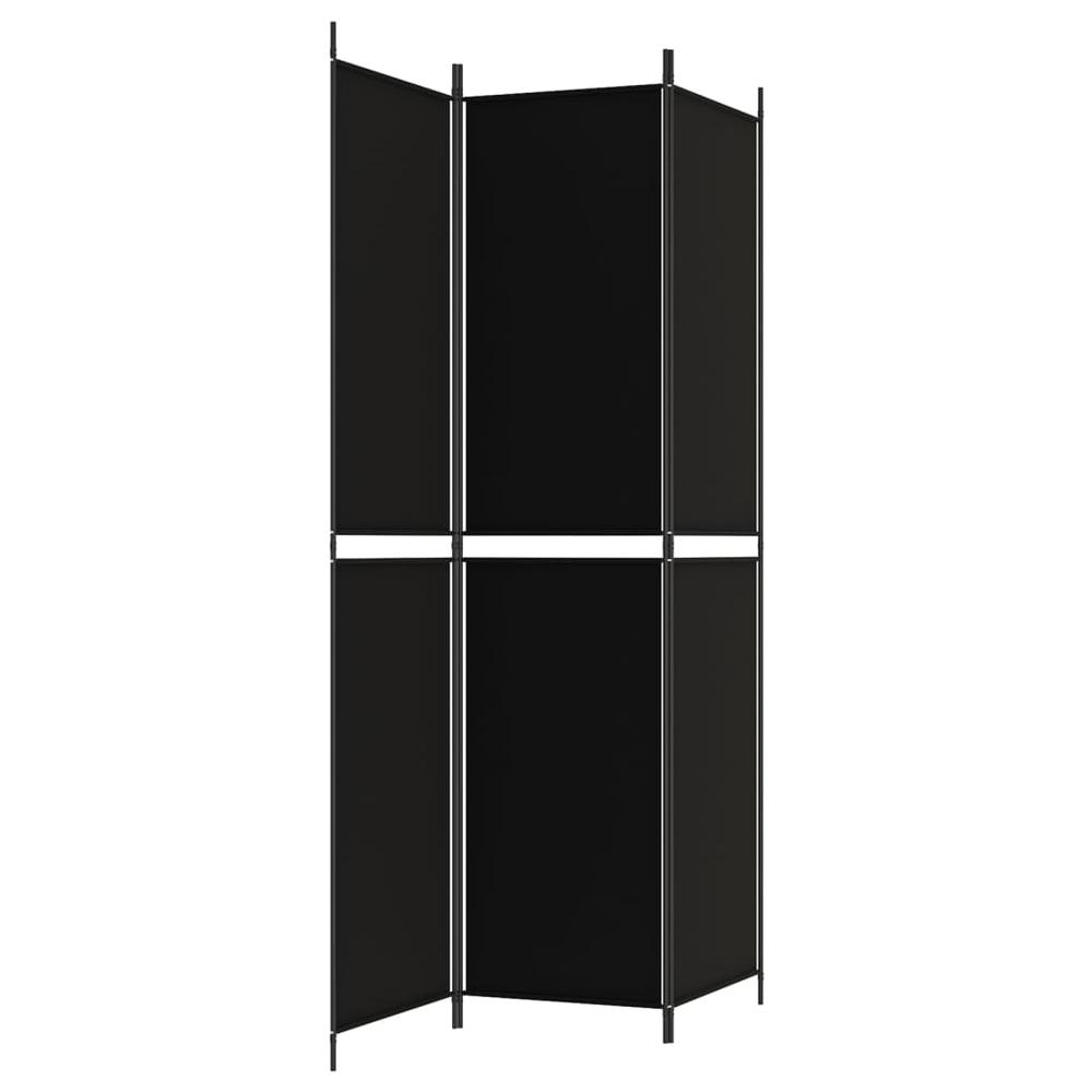 3-Panel Room Divider Black 59.1"x86.6" Fabric. Picture 4