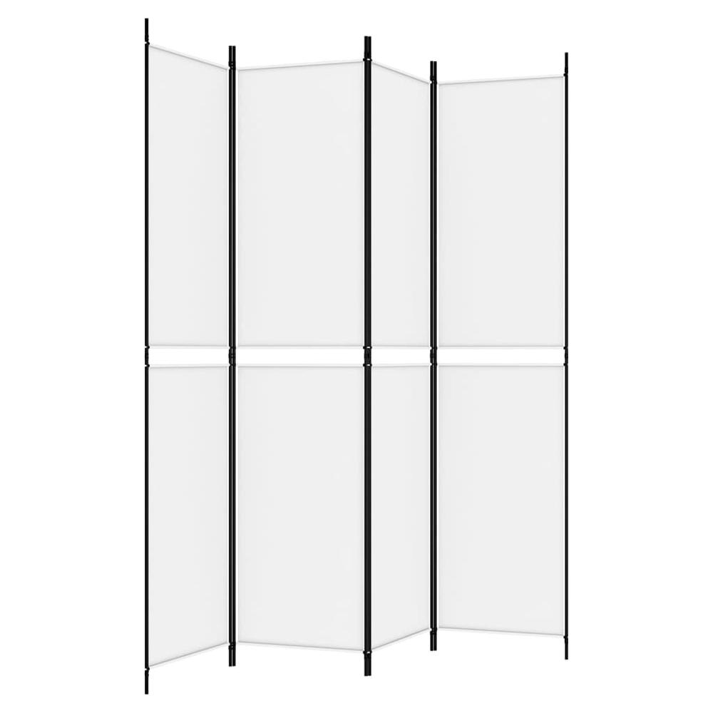4-Panel Room Divider White 78.7"x86.6" Fabric. Picture 4