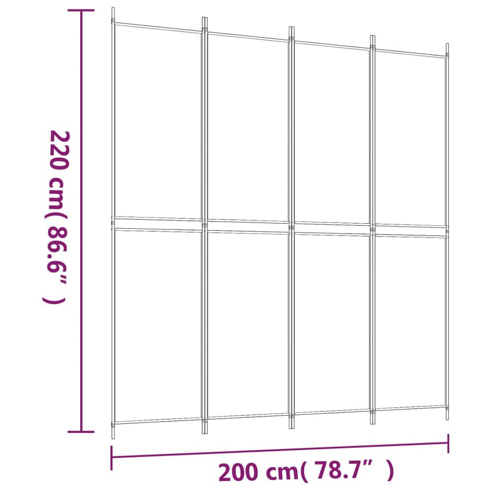 4-Panel Room Divider White 78.7"x86.6" Fabric. Picture 7