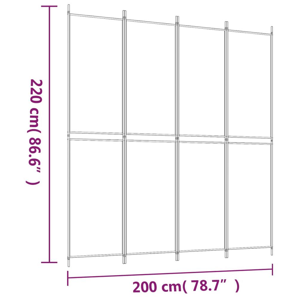 4-Panel Room Divider Anthracite 78.7"x86.6" Fabric. Picture 7