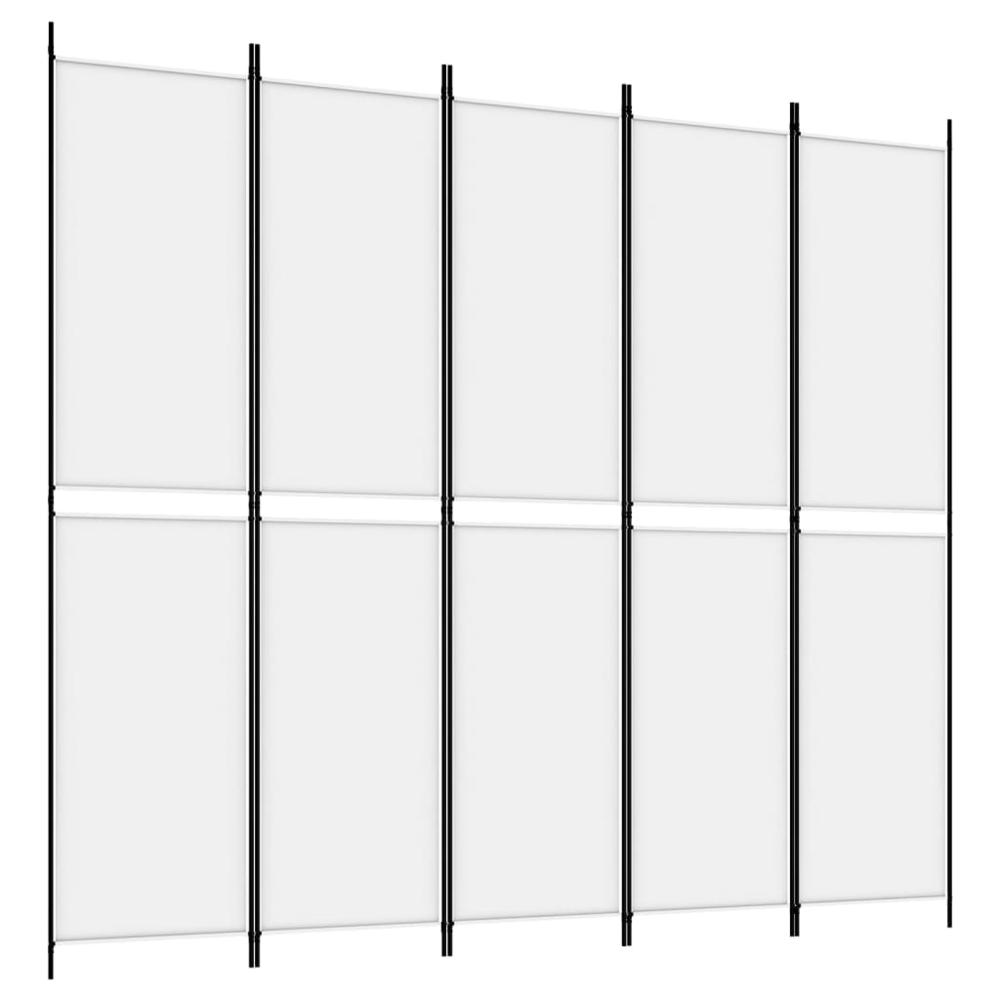 5-Panel Room Divider White 98.4"x86.6" Fabric. Picture 1