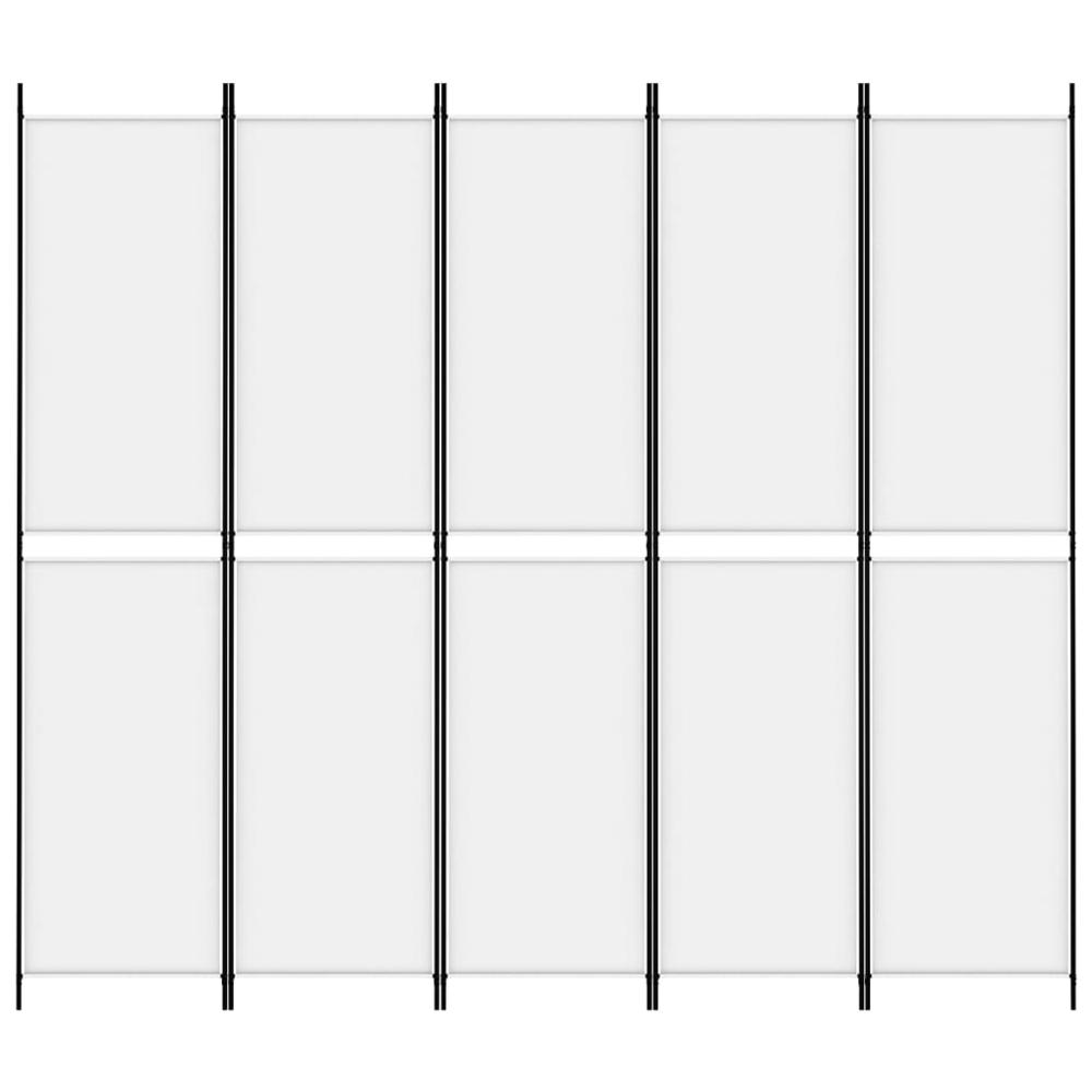 5-Panel Room Divider White 98.4"x86.6" Fabric. Picture 2