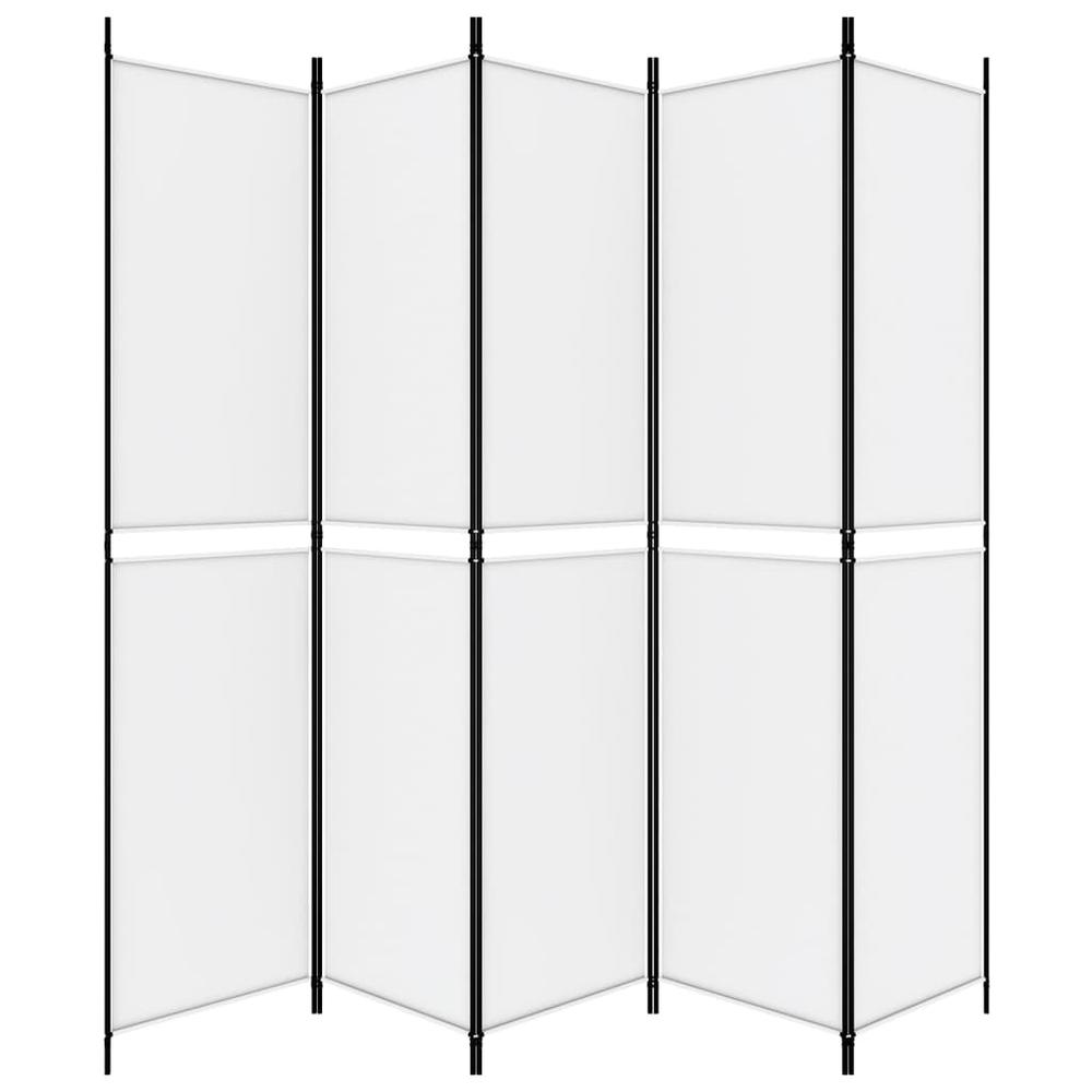 5-Panel Room Divider White 98.4"x86.6" Fabric. Picture 3