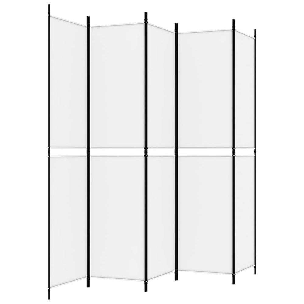 5-Panel Room Divider White 98.4"x86.6" Fabric. Picture 4