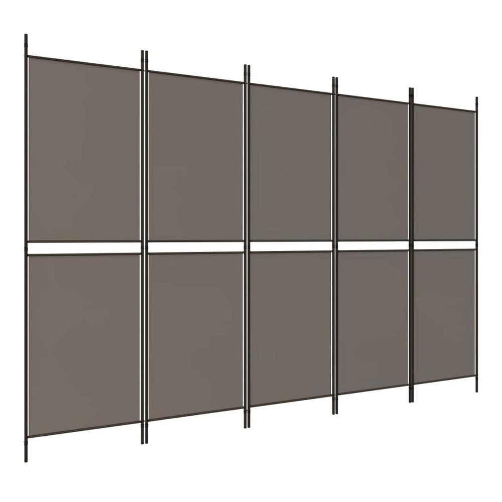 5-Panel Room Divider Anthracite 98.4"x86.6" Fabric. Picture 1