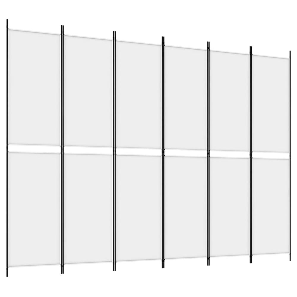 6-Panel Room Divider White 118.1"x86.6" Fabric. Picture 1