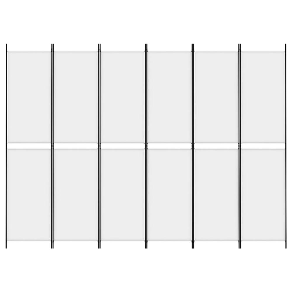 6-Panel Room Divider White 118.1"x86.6" Fabric. Picture 2