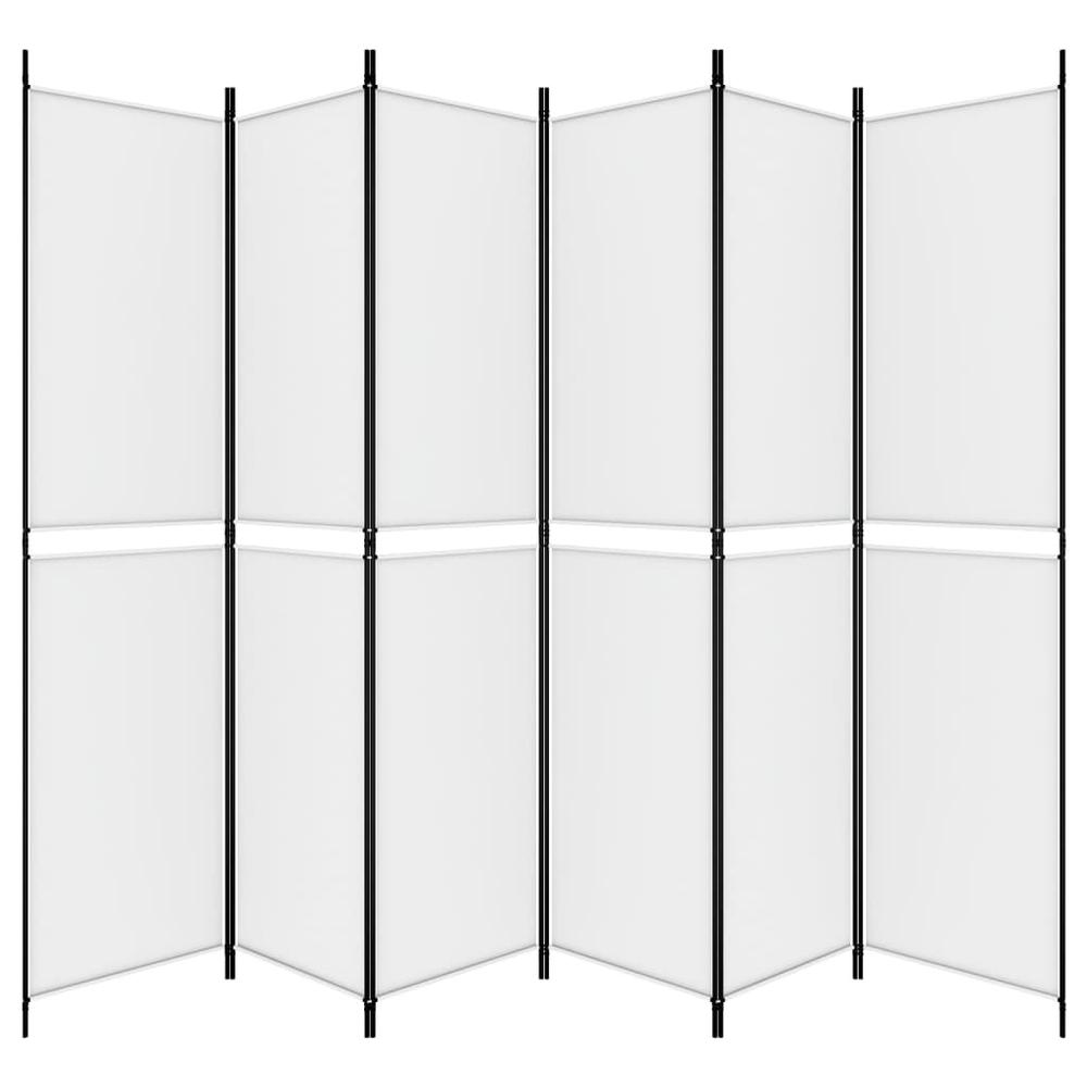 6-Panel Room Divider White 118.1"x86.6" Fabric. Picture 3