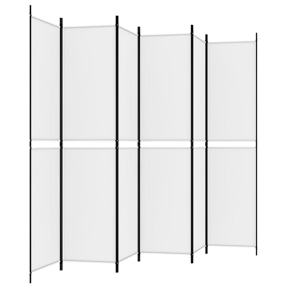 6-Panel Room Divider White 118.1"x86.6" Fabric. Picture 4