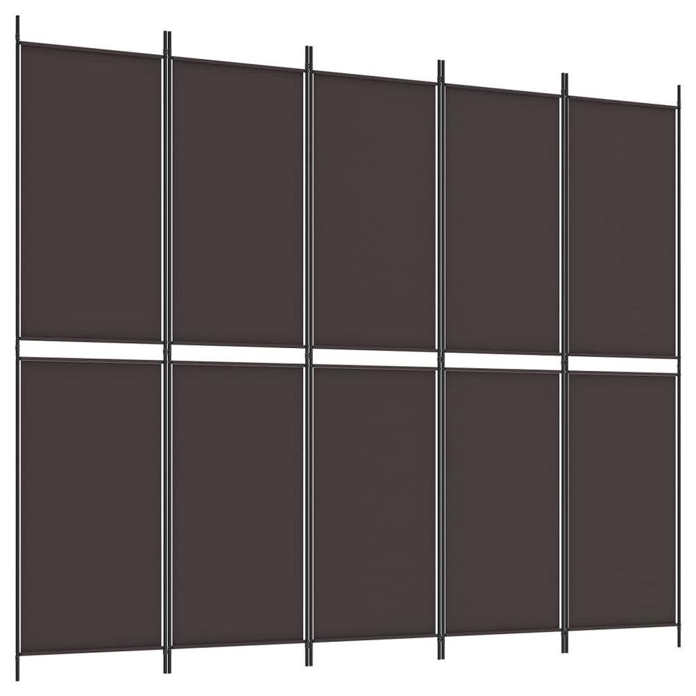 6-Panel Room Divider Brown 118.1"x86.6" Fabric. Picture 1