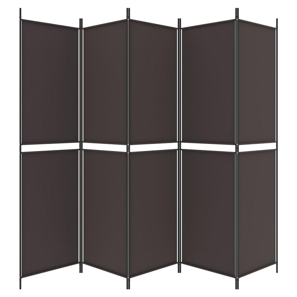 6-Panel Room Divider Brown 118.1"x86.6" Fabric. Picture 3