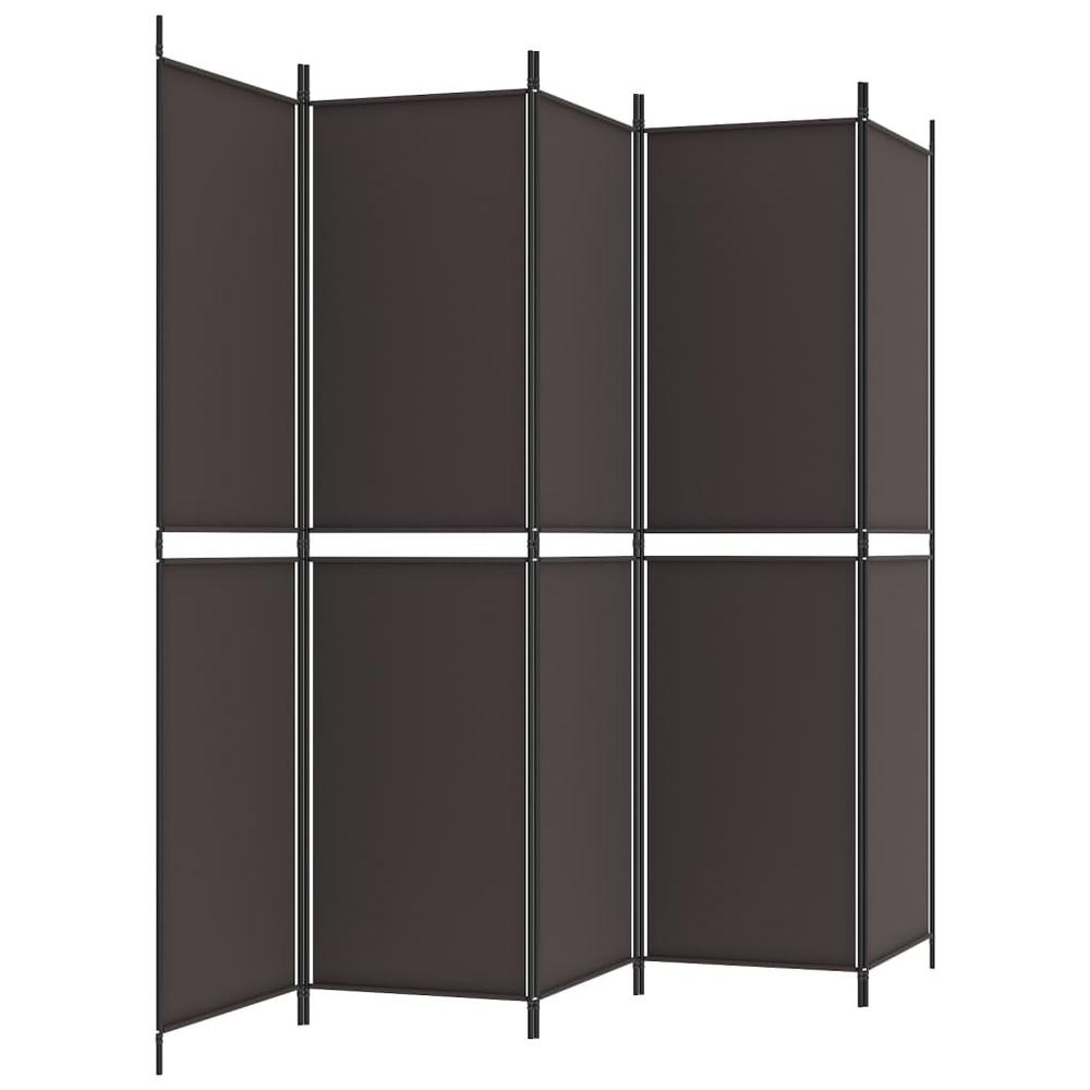 6-Panel Room Divider Brown 118.1"x86.6" Fabric. Picture 4