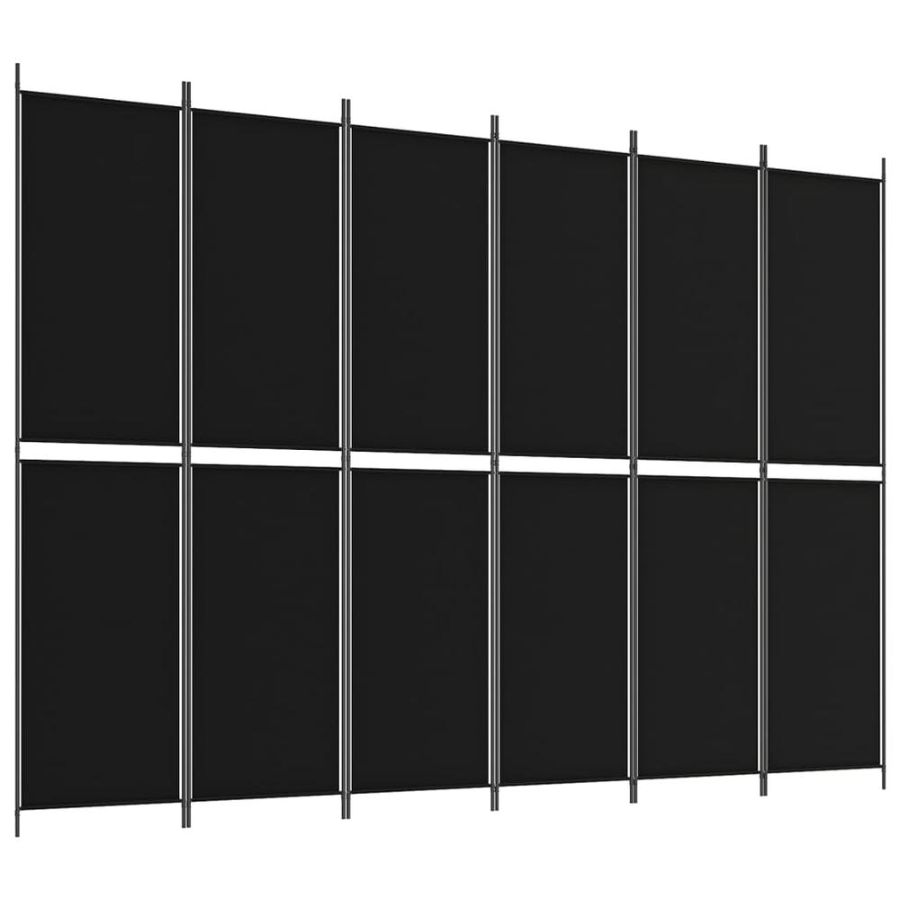 6-Panel Room Divider Black 118.1"x86.6" Fabric. Picture 1