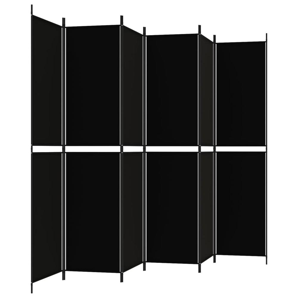 6-Panel Room Divider Black 118.1"x86.6" Fabric. Picture 3