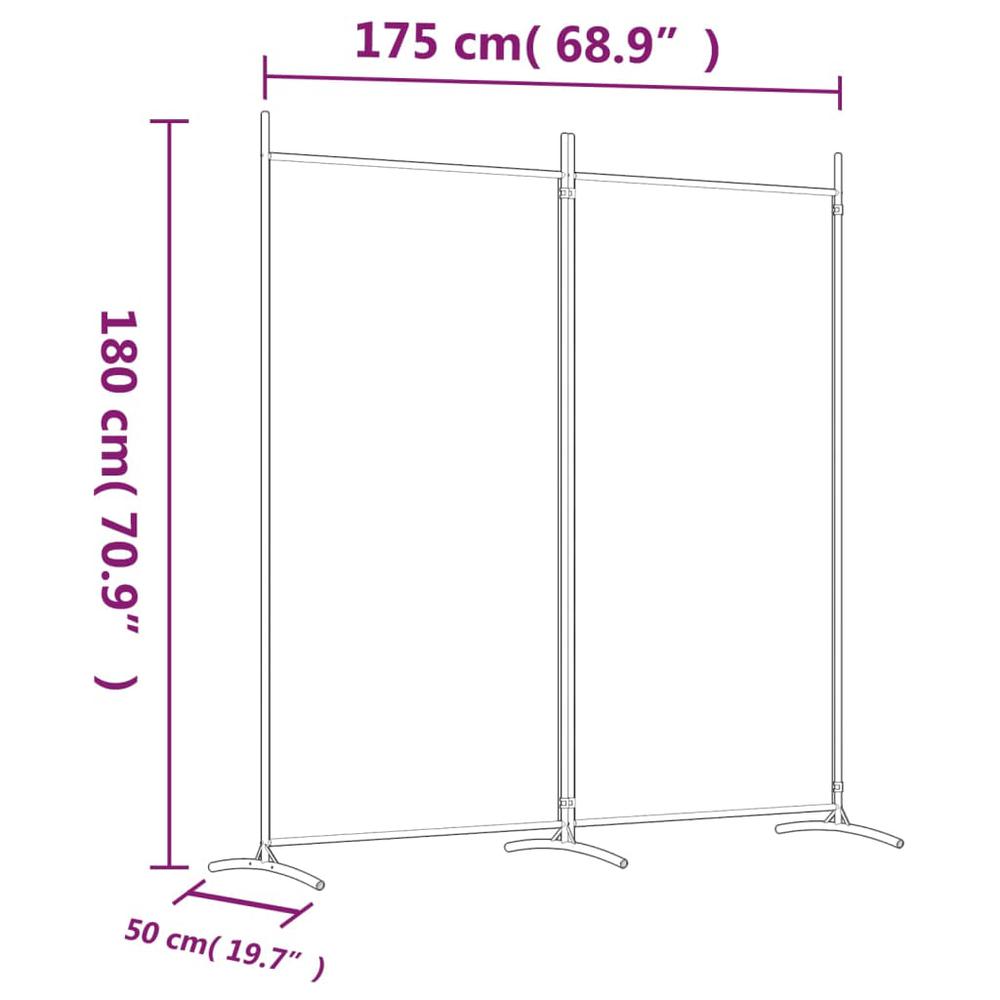 2-Panel Room Divider White 68.9"x70.9" Fabric. Picture 7