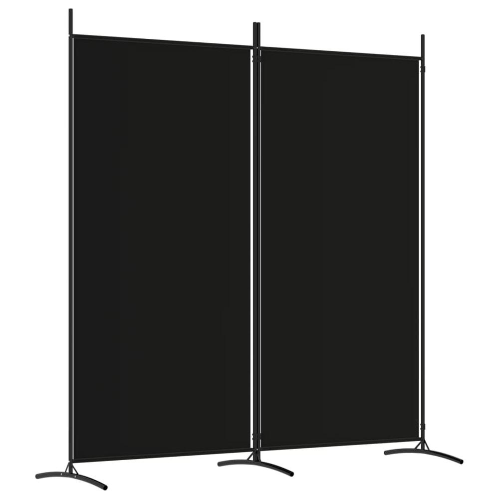 2-Panel Room Divider Black 68.9"x70.9" Fabric. Picture 1