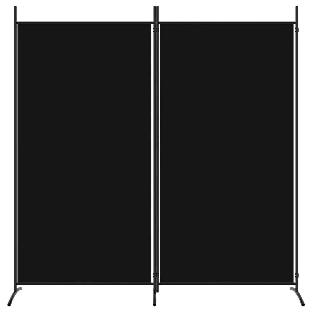 2-Panel Room Divider Black 68.9"x70.9" Fabric. Picture 2