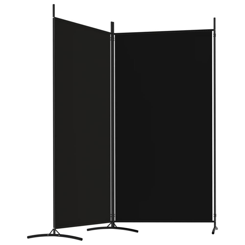 2-Panel Room Divider Black 68.9"x70.9" Fabric. Picture 3