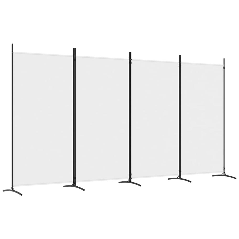 4-Panel Room Divider White 136.2"x70.9" Fabric. Picture 1