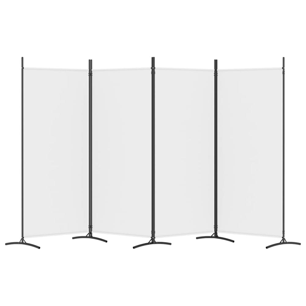 4-Panel Room Divider White 136.2"x70.9" Fabric. Picture 3