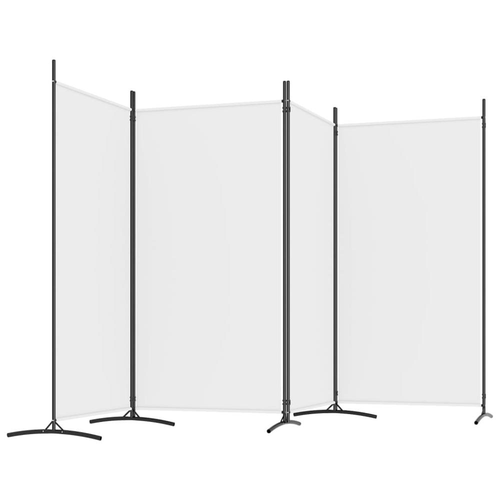 4-Panel Room Divider White 136.2"x70.9" Fabric. Picture 4