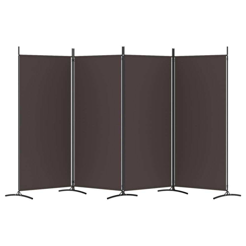 4-Panel Room Divider Brown 136.2"x70.9" Fabric. Picture 3