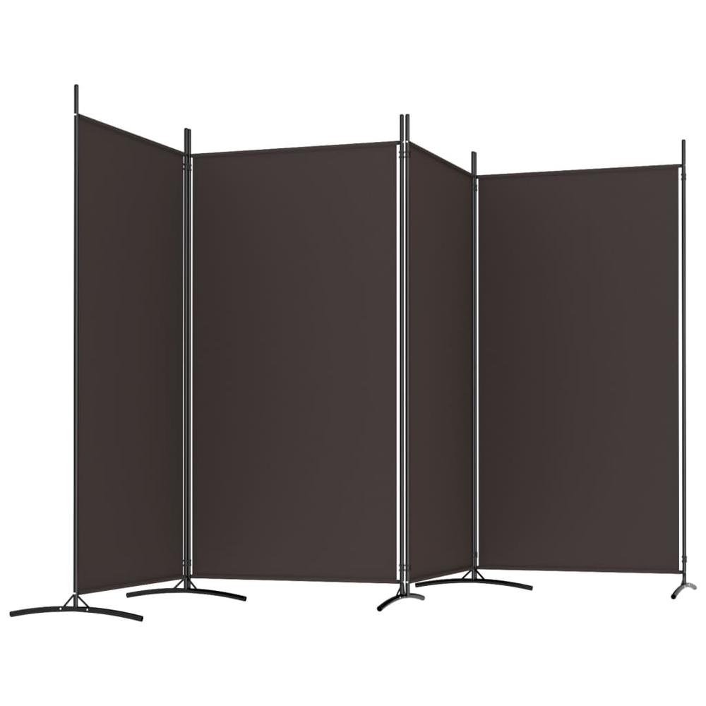 4-Panel Room Divider Brown 136.2"x70.9" Fabric. Picture 4
