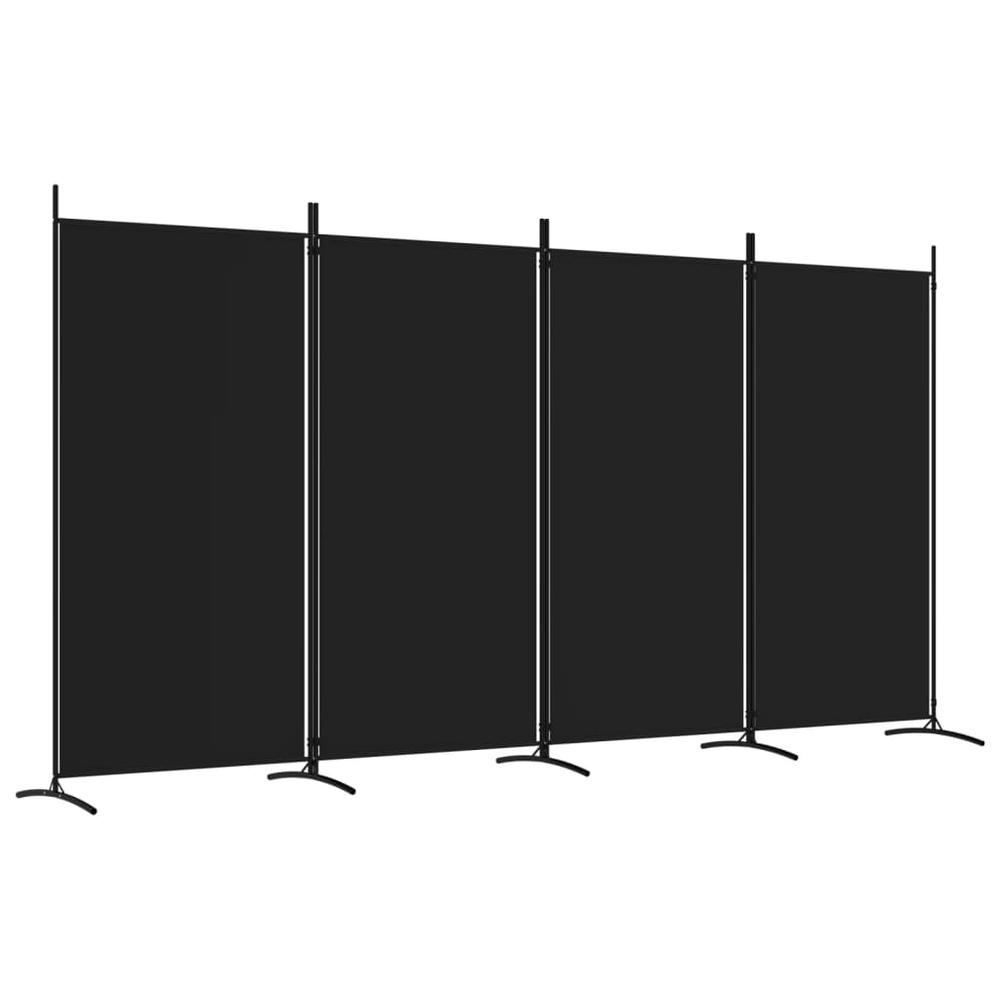 4-Panel Room Divider Black 136.2"x70.9" Fabric. Picture 1