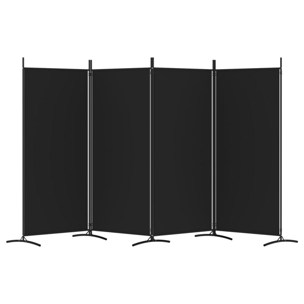 4-Panel Room Divider Black 136.2"x70.9" Fabric. Picture 3
