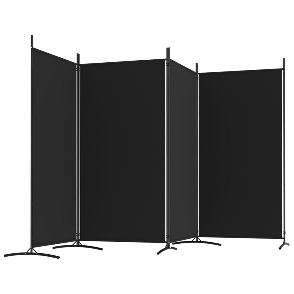 4-Panel Room Divider Black 136.2"x70.9" Fabric. Picture 4