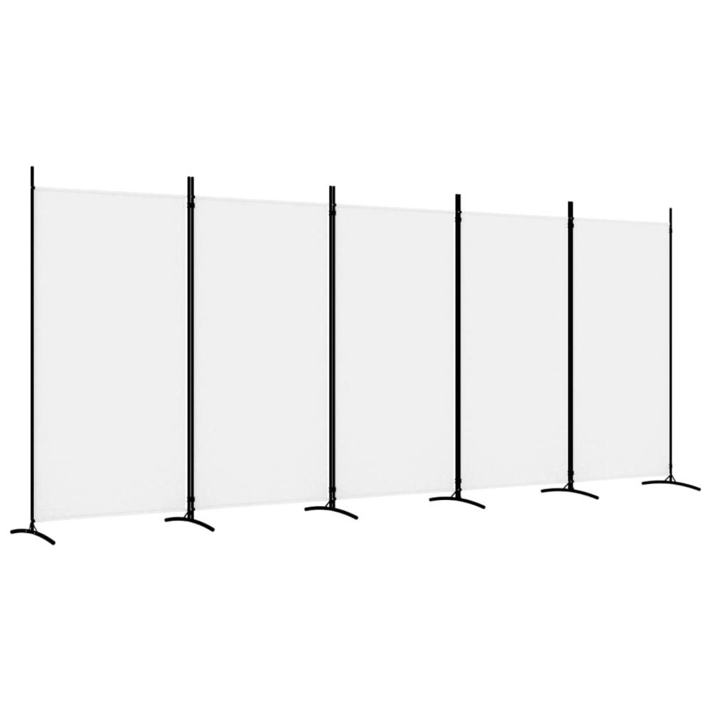 5-Panel Room Divider White 170.5"x70.9" Fabric. Picture 1