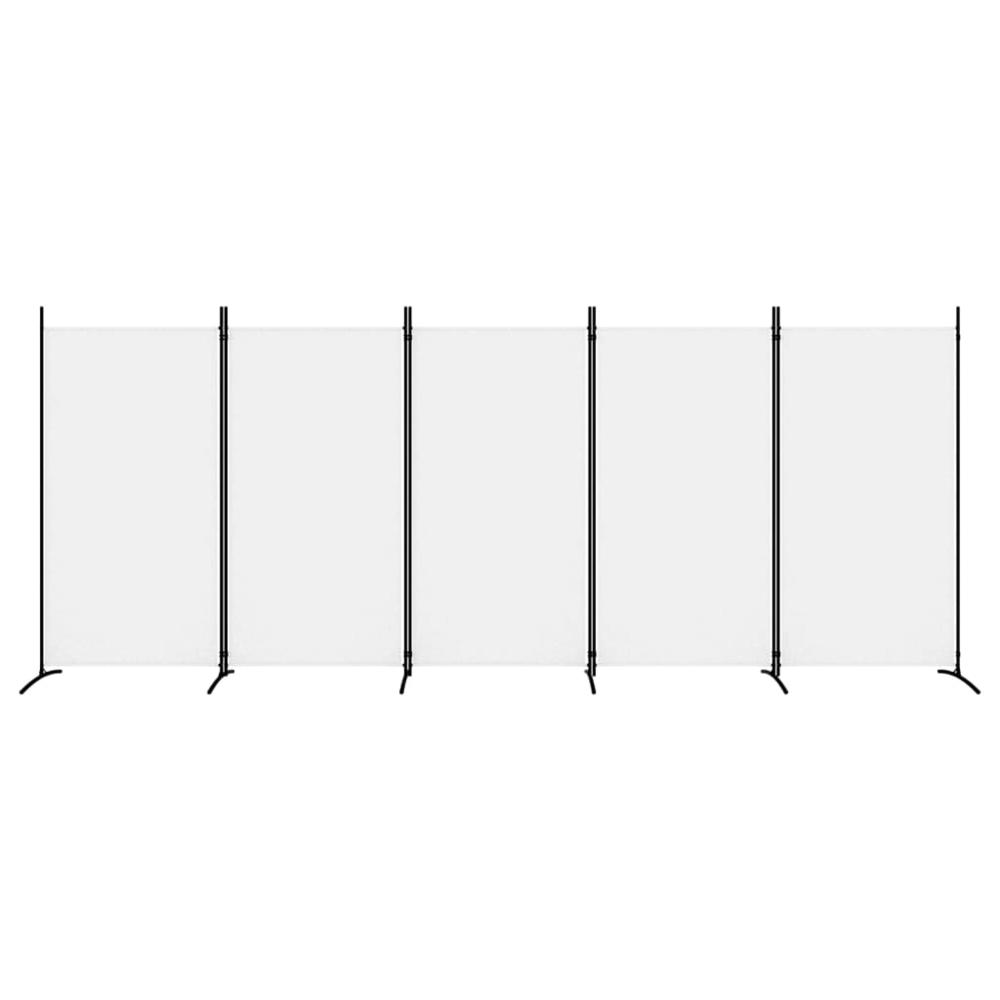 5-Panel Room Divider White 170.5"x70.9" Fabric. Picture 2