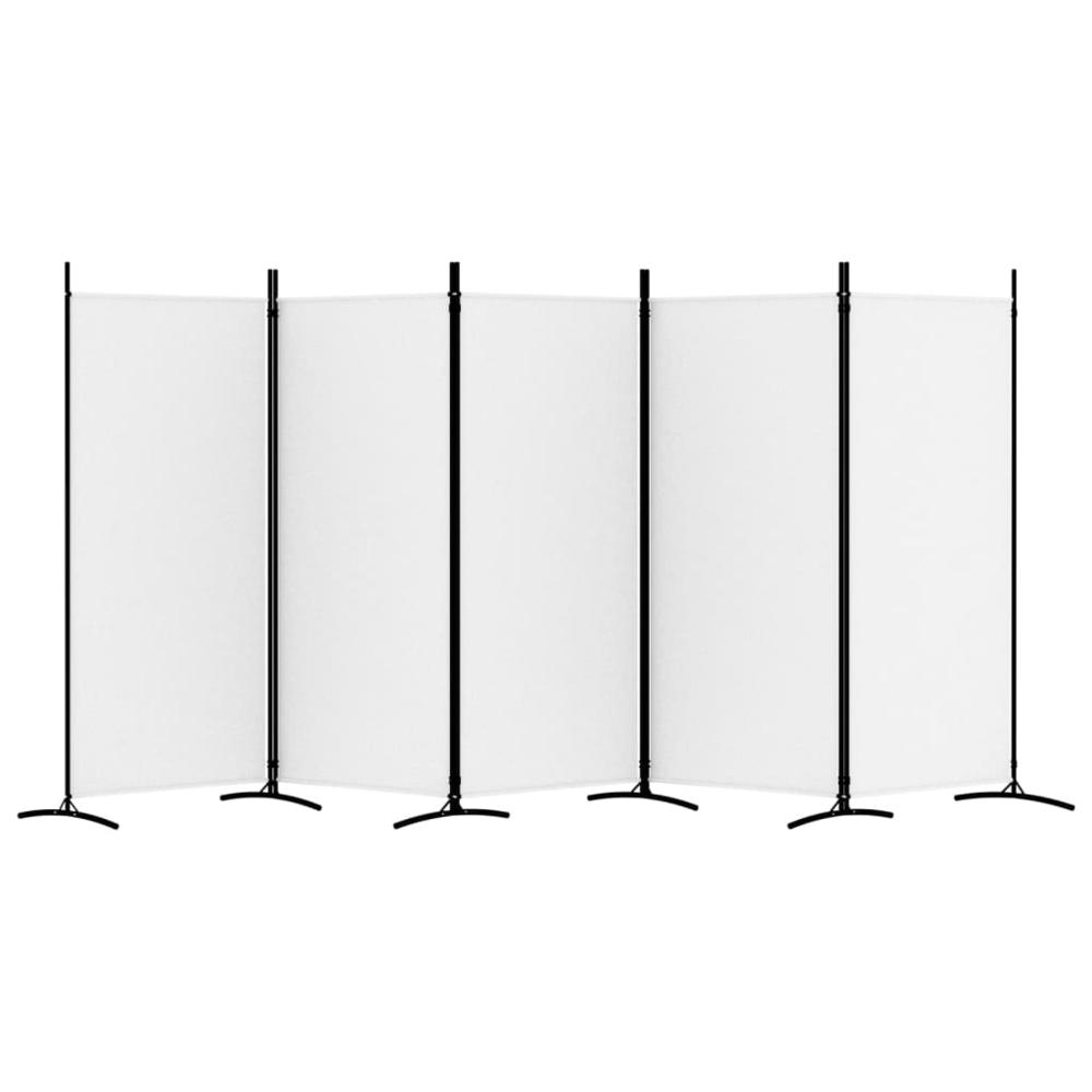 5-Panel Room Divider White 170.5"x70.9" Fabric. Picture 3