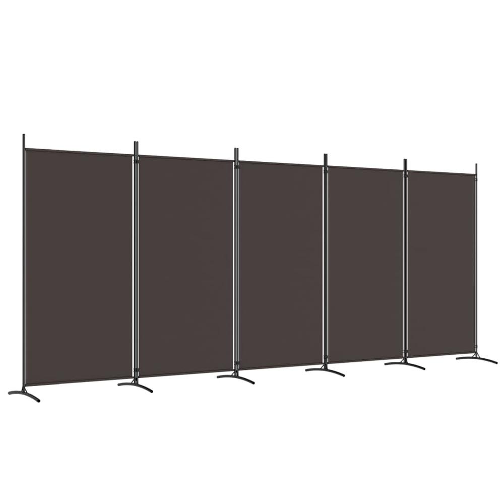 5-Panel Room Divider Brown 170.5"x70.9" Fabric. Picture 1