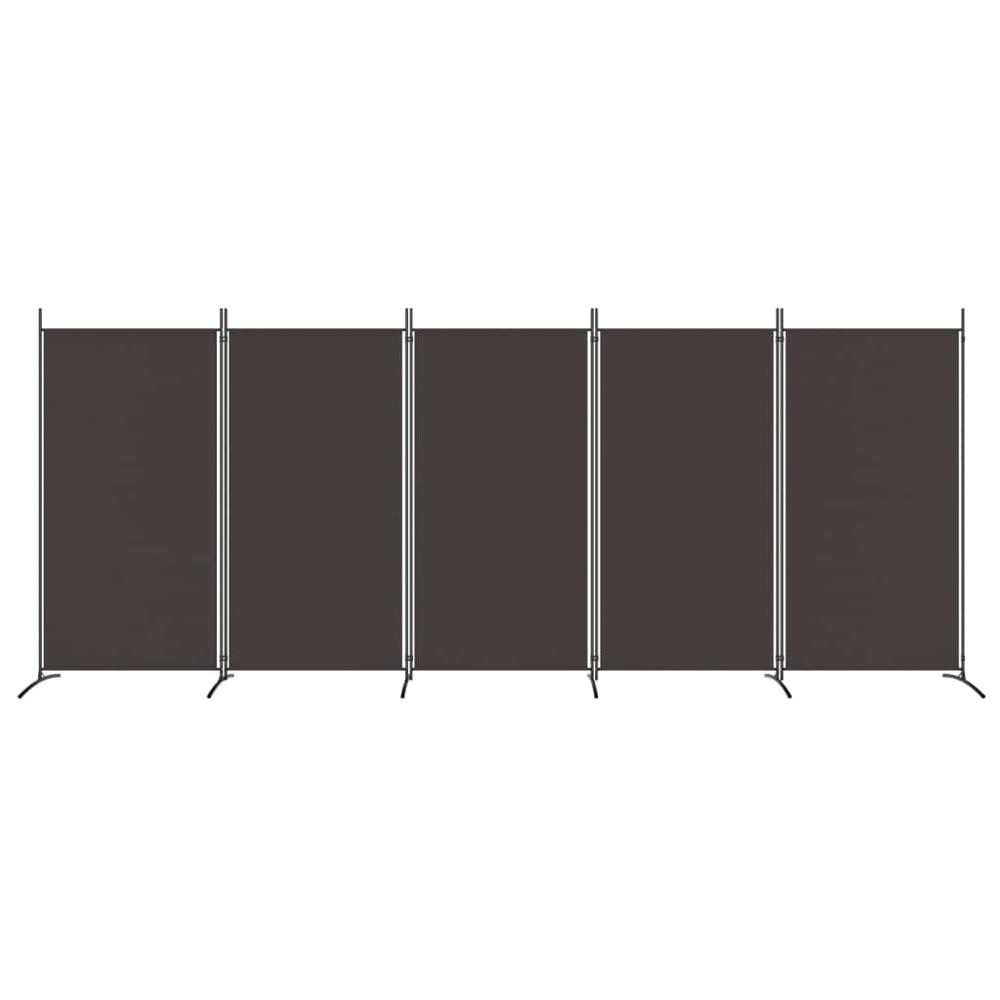 5-Panel Room Divider Brown 170.5"x70.9" Fabric. Picture 2