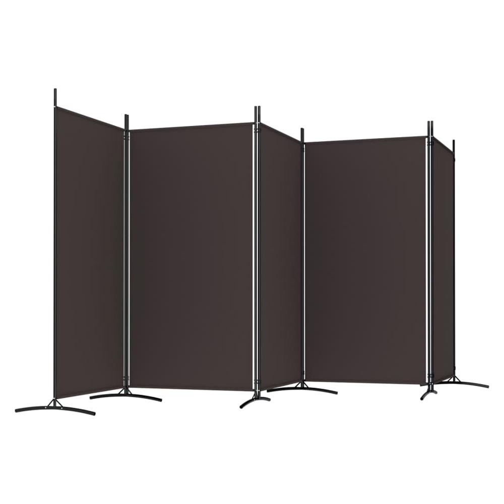 5-Panel Room Divider Brown 170.5"x70.9" Fabric. Picture 4
