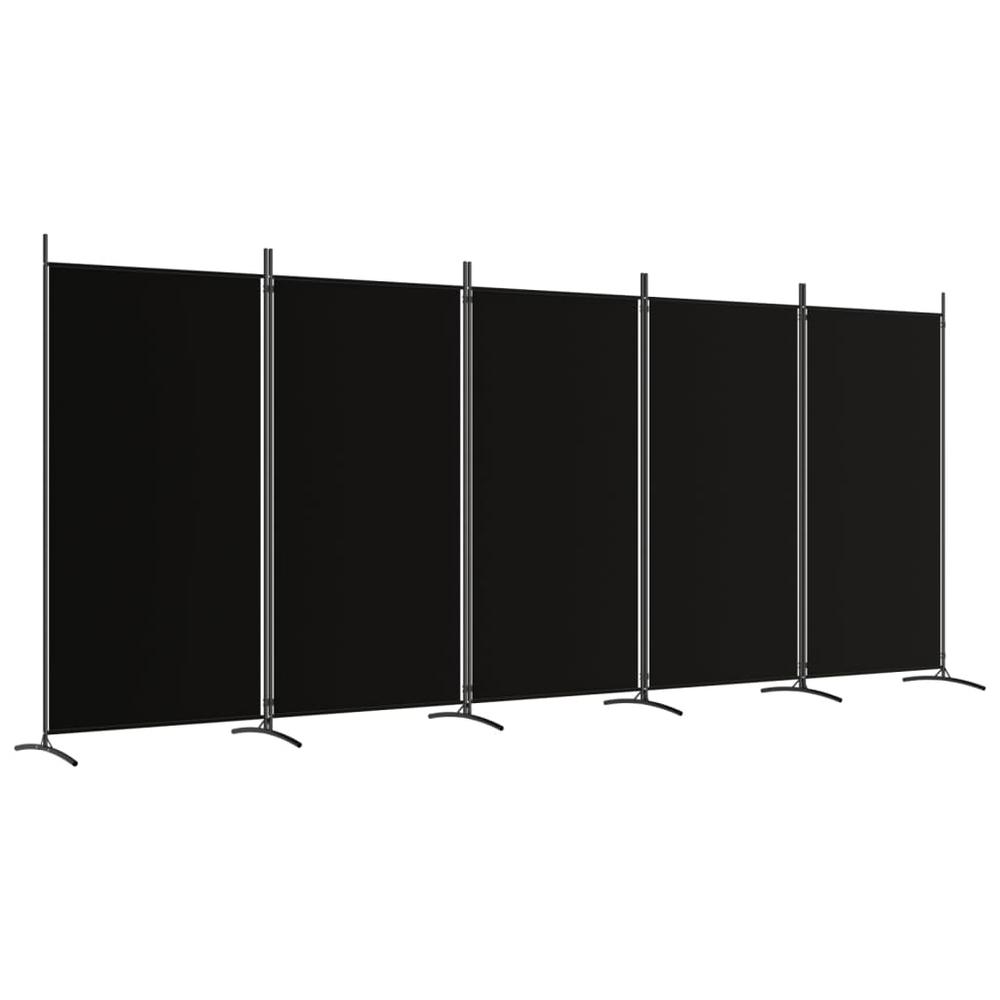 5-Panel Room Divider Black 170.5"x70.9" Fabric. Picture 1