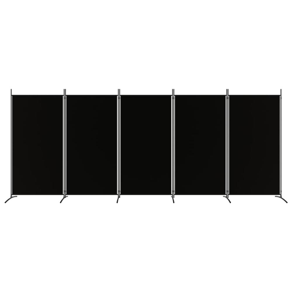 5-Panel Room Divider Black 170.5"x70.9" Fabric. Picture 2