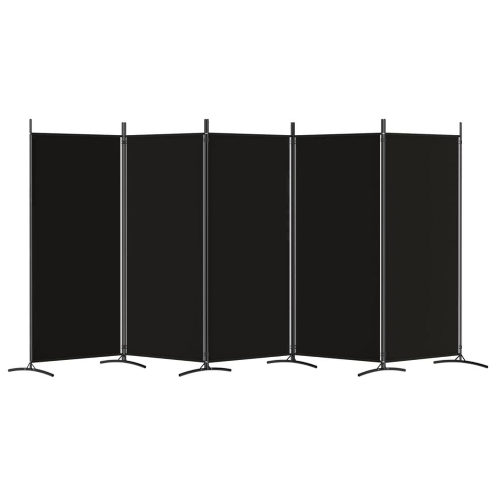 5-Panel Room Divider Black 170.5"x70.9" Fabric. Picture 3