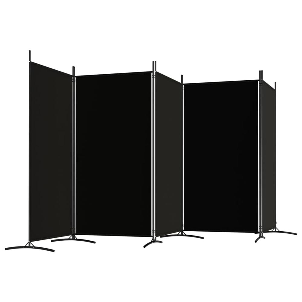 5-Panel Room Divider Black 170.5"x70.9" Fabric. Picture 4