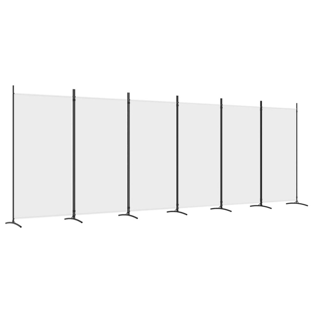 6-Panel Room Divider White 204.7"x70.9" Fabric. Picture 1