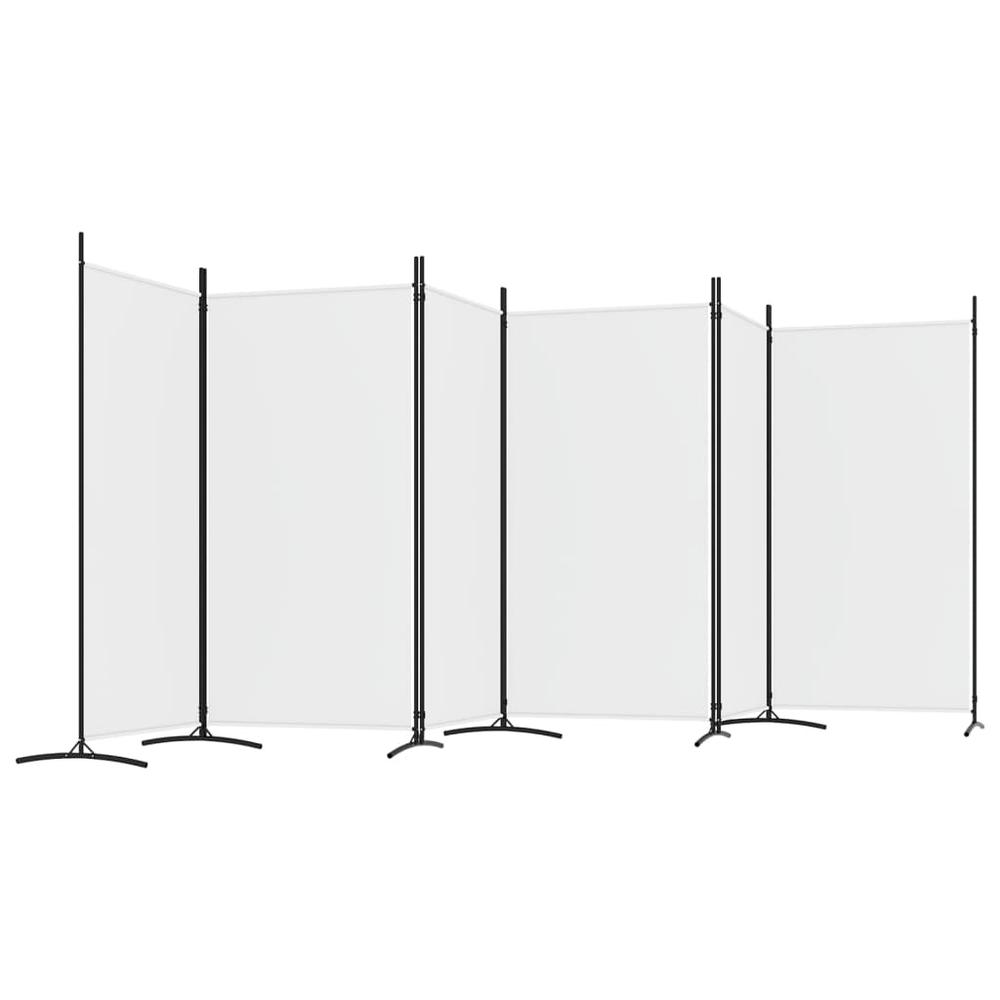 6-Panel Room Divider White 204.7"x70.9" Fabric. Picture 4